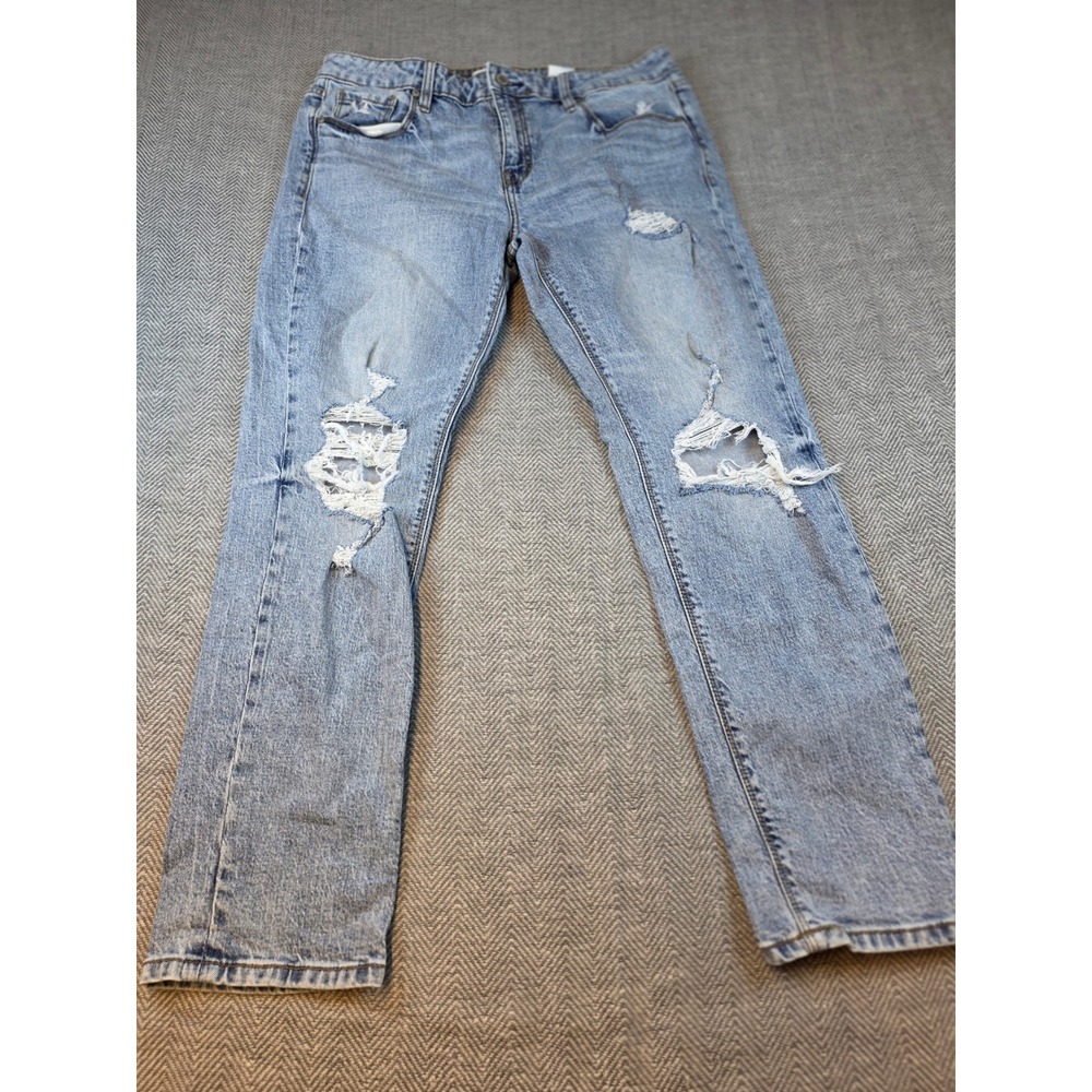 Eunina Frankie Mid Rise Girlfriend Jeans Light Wash Distressed 11/30W E87059WAS